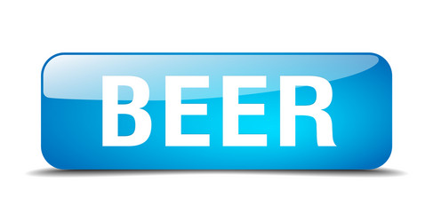 beer blue square 3d realistic isolated web button vector image