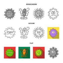 different types of microbes and viruses vector image