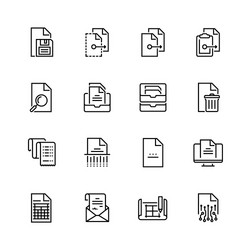 Digital and paper documents icon set in thin line vector