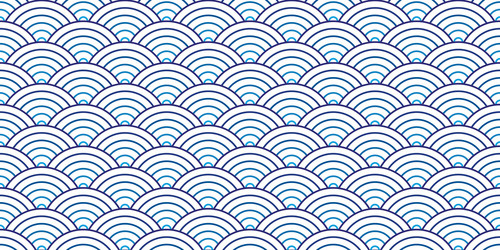 japanese wave seamless pattern in ombre blue vector