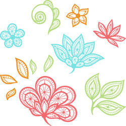 lace floral color elements isolated on white Vector Image
