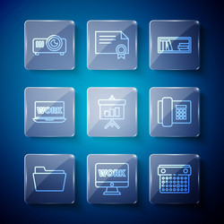 set line document folder monitor with text work vector image