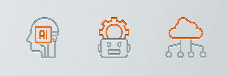 set line network cloud connection humanoid robot vector image