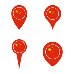 china map pointer icons set national flag vector image