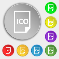 File ico icon sign symbol on eight flat buttons vector