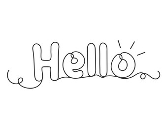 hello continuous one line art drawing isolated vector image