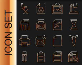 set line document with graph chart tie old vector image