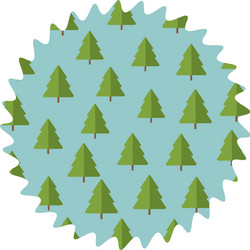 tree pines pattern round label vector image