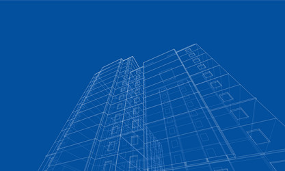 Wire-frame model a multi-storey building vector