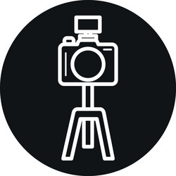 camera over tripod line block style icon vector image