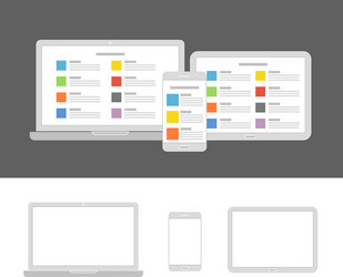 different modern devices with same content flat vector image