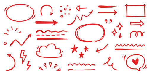 Hand drawn red line star sparkle emphasis Vector Image