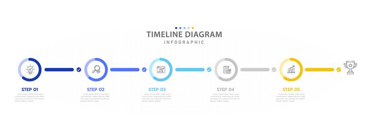 infographic 5 steps timeline roadmap pie chart vector