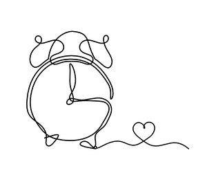 abstract clock with heart as line drawing vector image