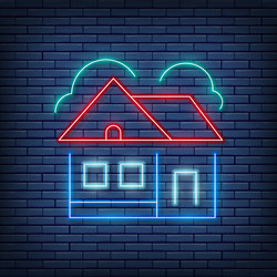 Country house cottage neon sign vector