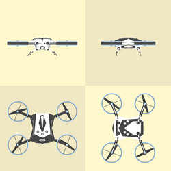 Different views of drone on isolated background vector