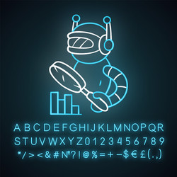 monitoring bot neon light icon machine learning vector image