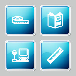 set line tape measure open book bus stop vector image