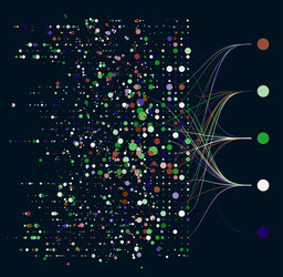 abstractly arranged dots are connected by lines vector image