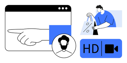 digital navigation interface with user profile vector image