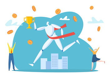 future technology robot android fun hold business vector image