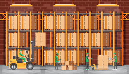 Empty warehouse storage with pallet and box rack Vector Image