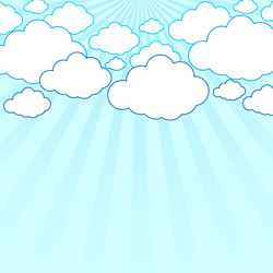 abstract sun rays with clouds background vector