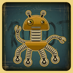 card in retro style with the robot vector image