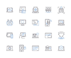 internet and high tech outline icons collection vector image