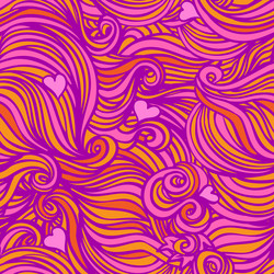 Seamless abstract pattern with swirls and hearts vector