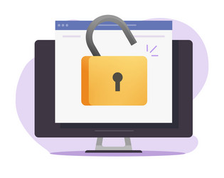 unlocked web access online computer with open vector image