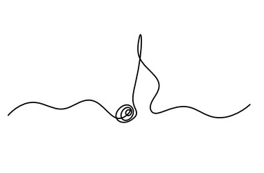 abstract whole note as continuous lines drawing vector image