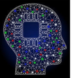 flare mesh 2d brain processor with spots vector image