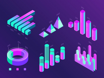 modern isometric business infographic percentage vector