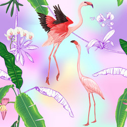 seamless pattern background with tropical plants Vector Image