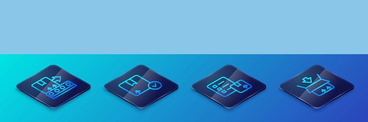 set isometric line verification of delivery list vector image
