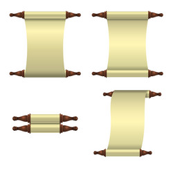 set of 3 empty scrolls unrolled vertically vector