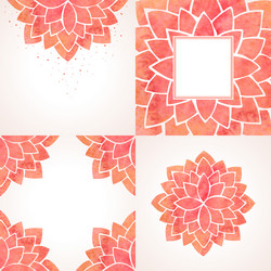 set of templates and frames with red lotus flower vector image