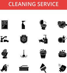 Cleaning Service Line Icons Vector Image