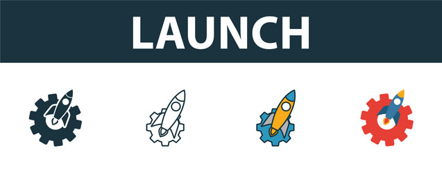 Launch icon set premium symbol in different vector