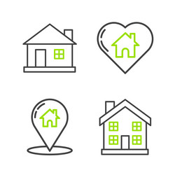 set line home symbol map pointer with house vector image