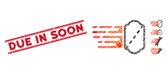 express ticket mosaic and grunge due in soon seal vector image