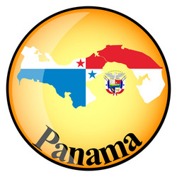 Orange button with the image maps of panama vector