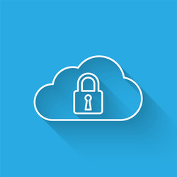 White cloud computing lock line icon isolated vector