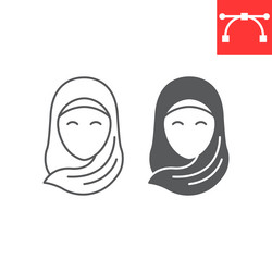 woman wearing hijab line and glyph icon vector