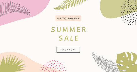 Bohemian summer sale horizontal banner template vector