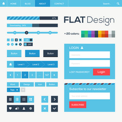 Flat Web UI Elements & Buttons vector image