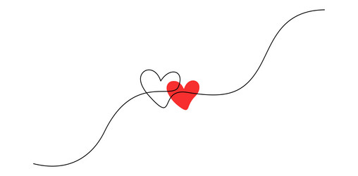 one continuous drawing of heart and color shape vector