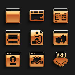 set flowchart browser with shield processor vector image