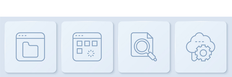 set line browser files search concept with folder vector image